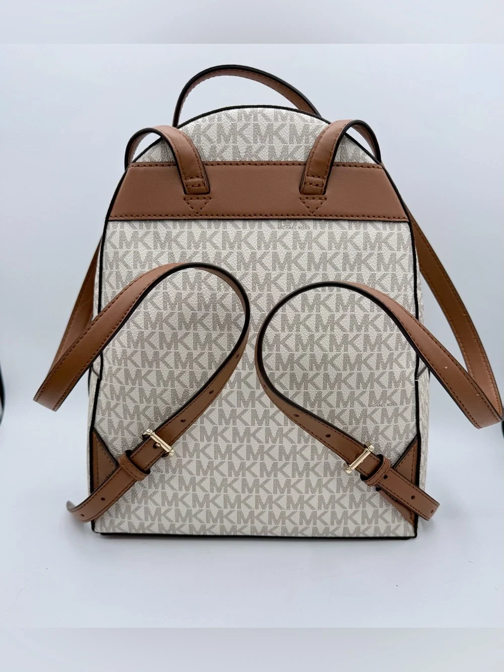 Michael Kors Jaycee Medium Backpack Vanilla Signature Logo Luggage Trim
